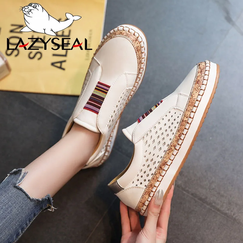 

LazySeal New Summer Hollow Women Flats Shoes Woman Ladies Casual Shoes For Girl Breath Slip On Fishman Footwear Plus Big Size 43