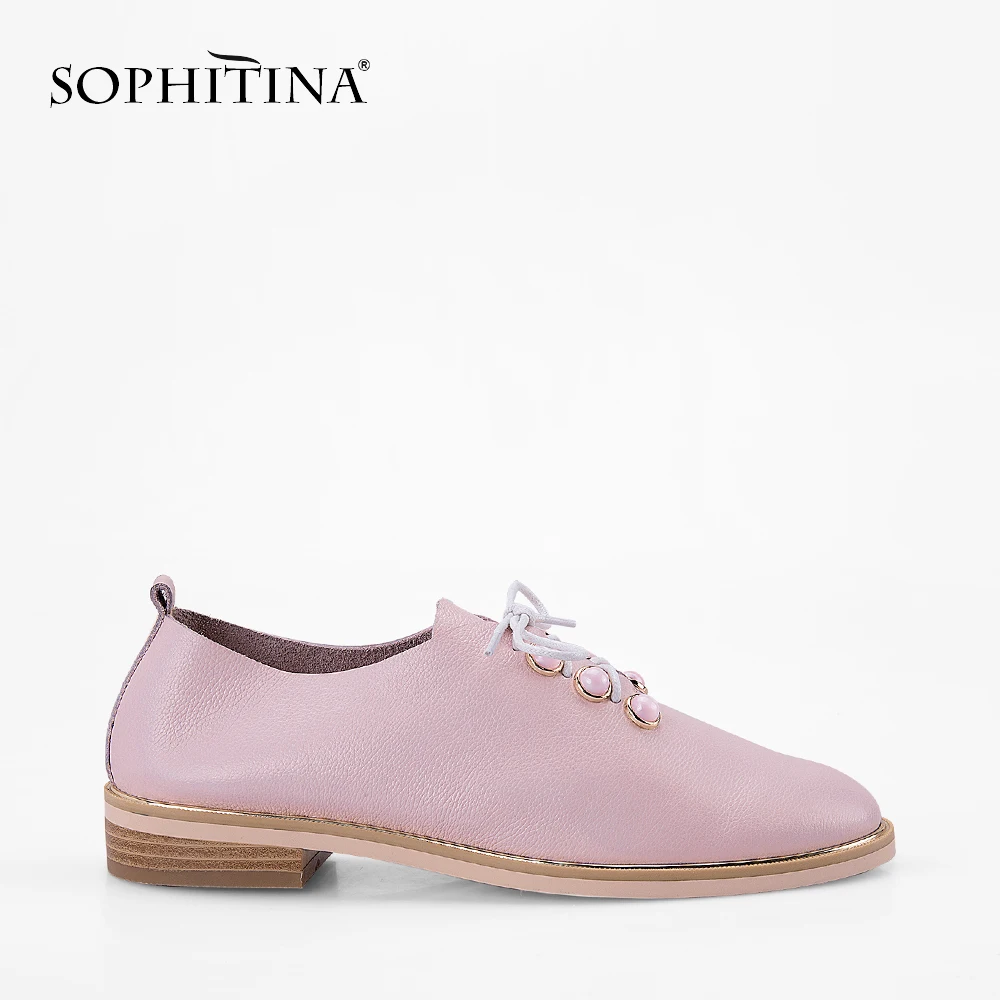 SOPHITINA круглый носок Классическая обувь на плоской подошве голубого и розового
