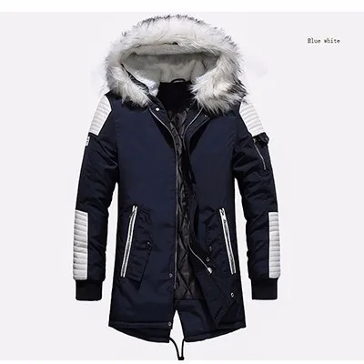 blue white KOSMO MASA черная длинная мужская зимняя куртка, Мужская теплая Военная Меховая куртка с капюшоном, мужские куртки и пальто на молнии, мужские парки MP029 - Цвет: blue white