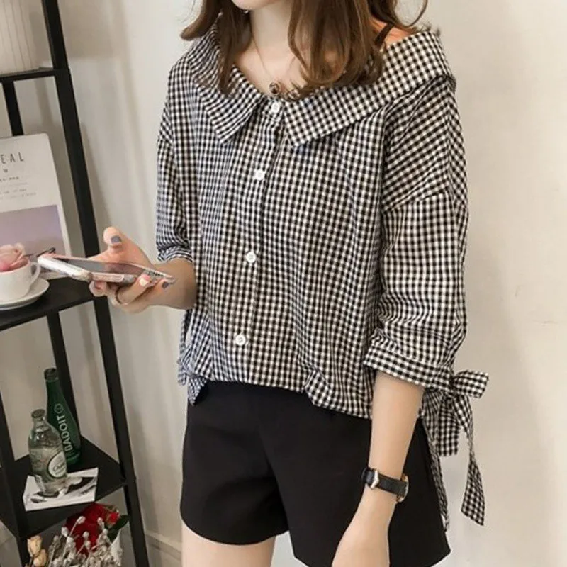 N ROPALIA/клетчатые рубашки для девочек популярные осенние хлопковые с рукавами