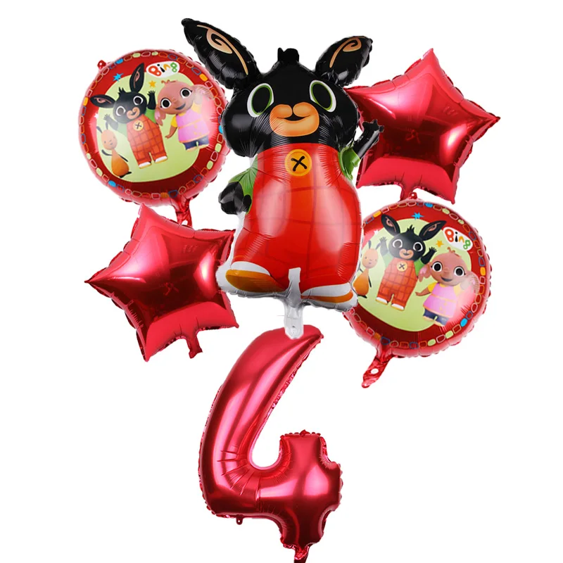 6 шт./лот 86*60 см мультфильм Bing Bunny 32 дюймов номер фольги воздушный шар кролик шары День рождения украшения Детские шары globos