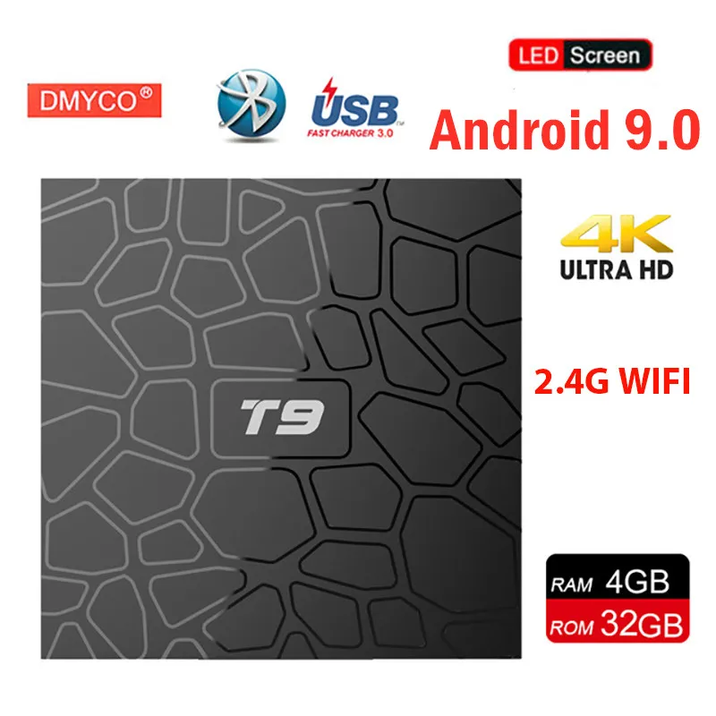 T9 ТВ коробка 4 Гб Оперативная память 64 Смарт Android 9 0 RK3328 QuadCore 32G USB3.0 к Декодер