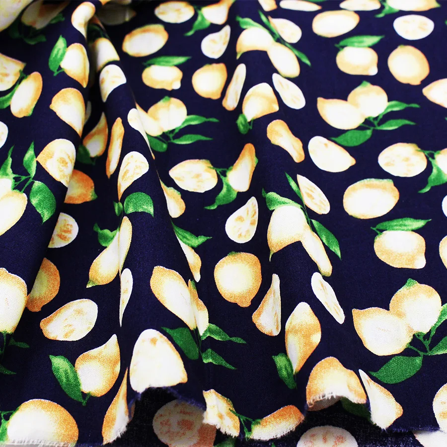 Лимонный напечатанный Хлопок Поплин Ткань Лоскутные материалы для шитья ткань