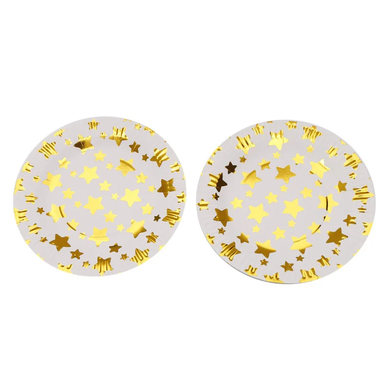 Бронзовая бумажная тарелка 10 шт./лот одноразовая круглая картонная горячего