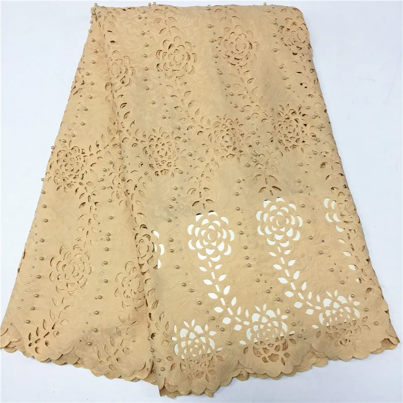 2018 Soft African Lace Fabric High Quality Swiss Voilem 5Yards Cotton Voile Beads For Wedding 4YPL1-1 | Дом и сад