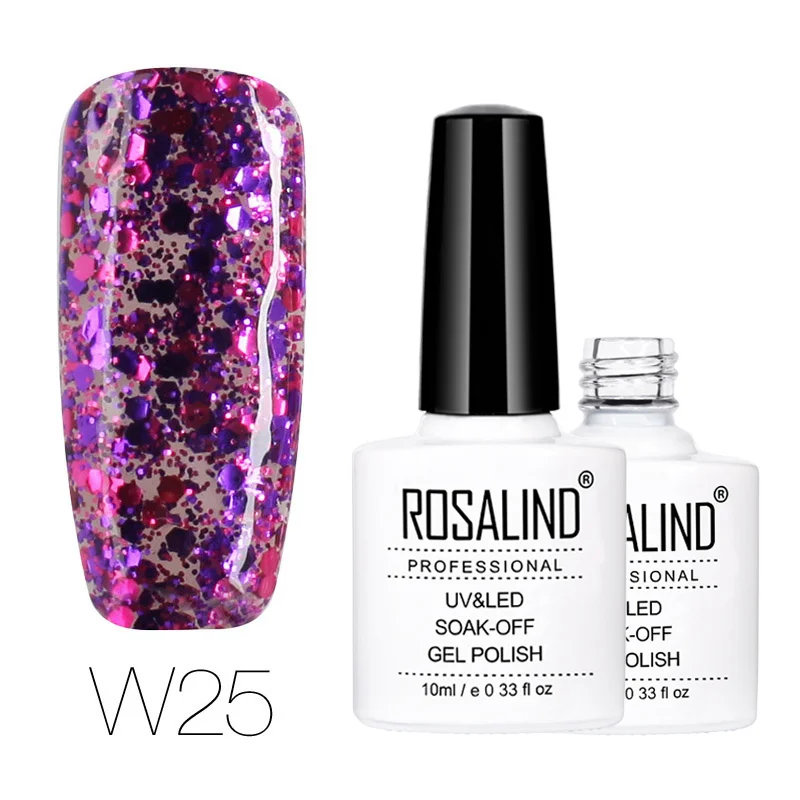 W25 Rosalind гель 1S Новое поступление УФ-гель для ногтей 10 мл бриллиантовый блеск с ультрафиолетовым свечением лак для ногтей Гель-лак для ногтей замочить от маникюра Гель-лак - Цвет: W25