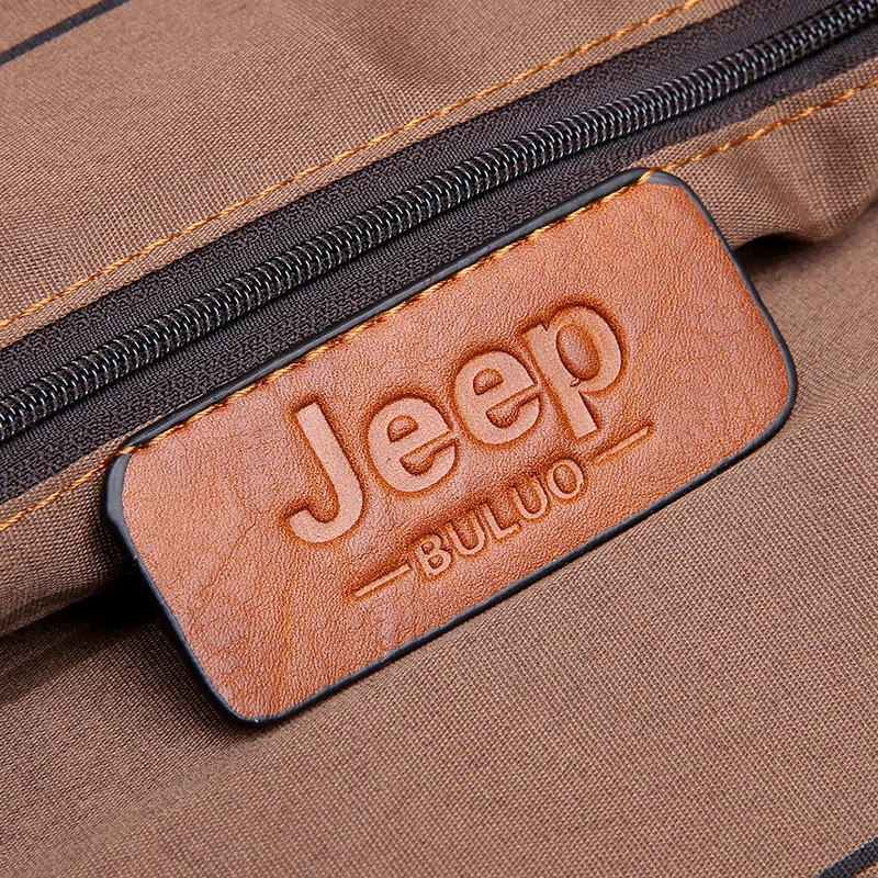 Мужской повседневный портфель jeep buluo, коричневый портфель для документов, сумка для ноутбука 14", кожаный деловой портфель с плечевым ремнем, все сезоны