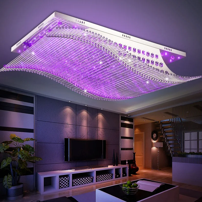 Современные светодиодные прямоугольные Хрустальные потолочные светильники для