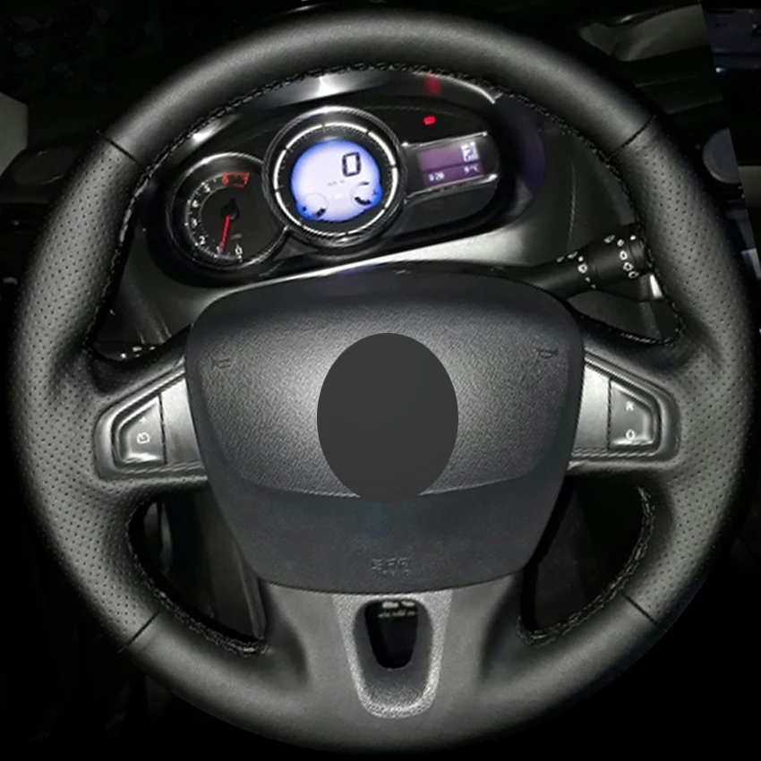 Черный PU искусственная кожа DIY чехол рулевого колеса автомобиля для Renault Fluence(ZE) 2009- Megane Scenic 2008- Kangoo