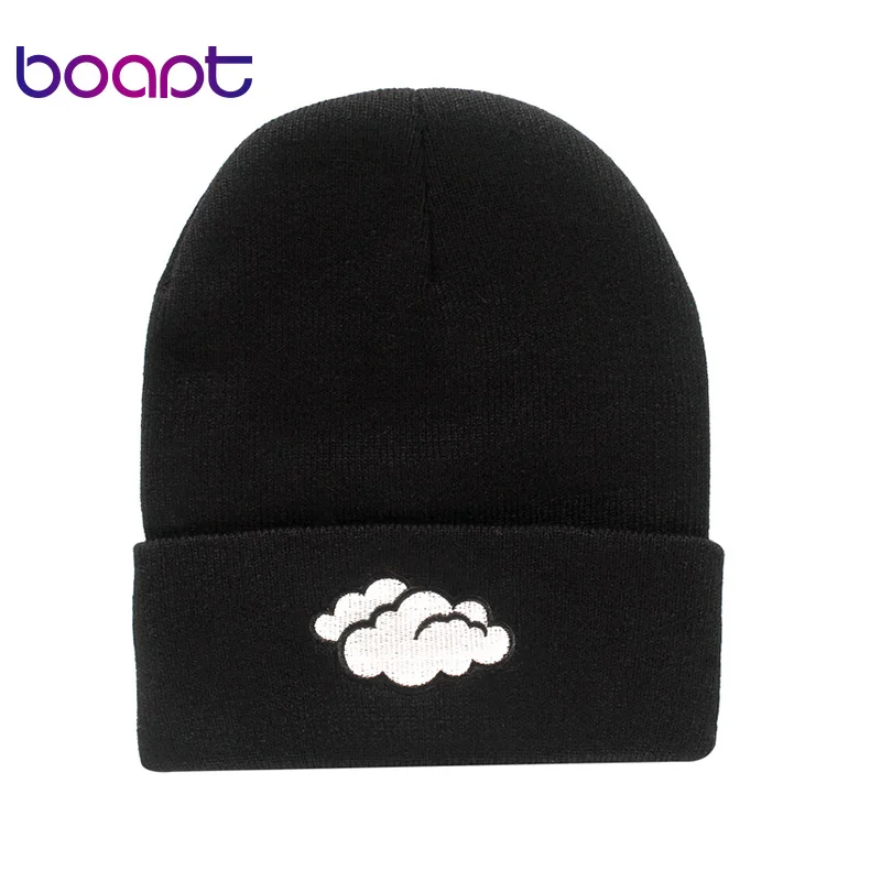 Вязаные шапки унисекс с вышивкой для женщин и мужчин зимняя мягкая теплая