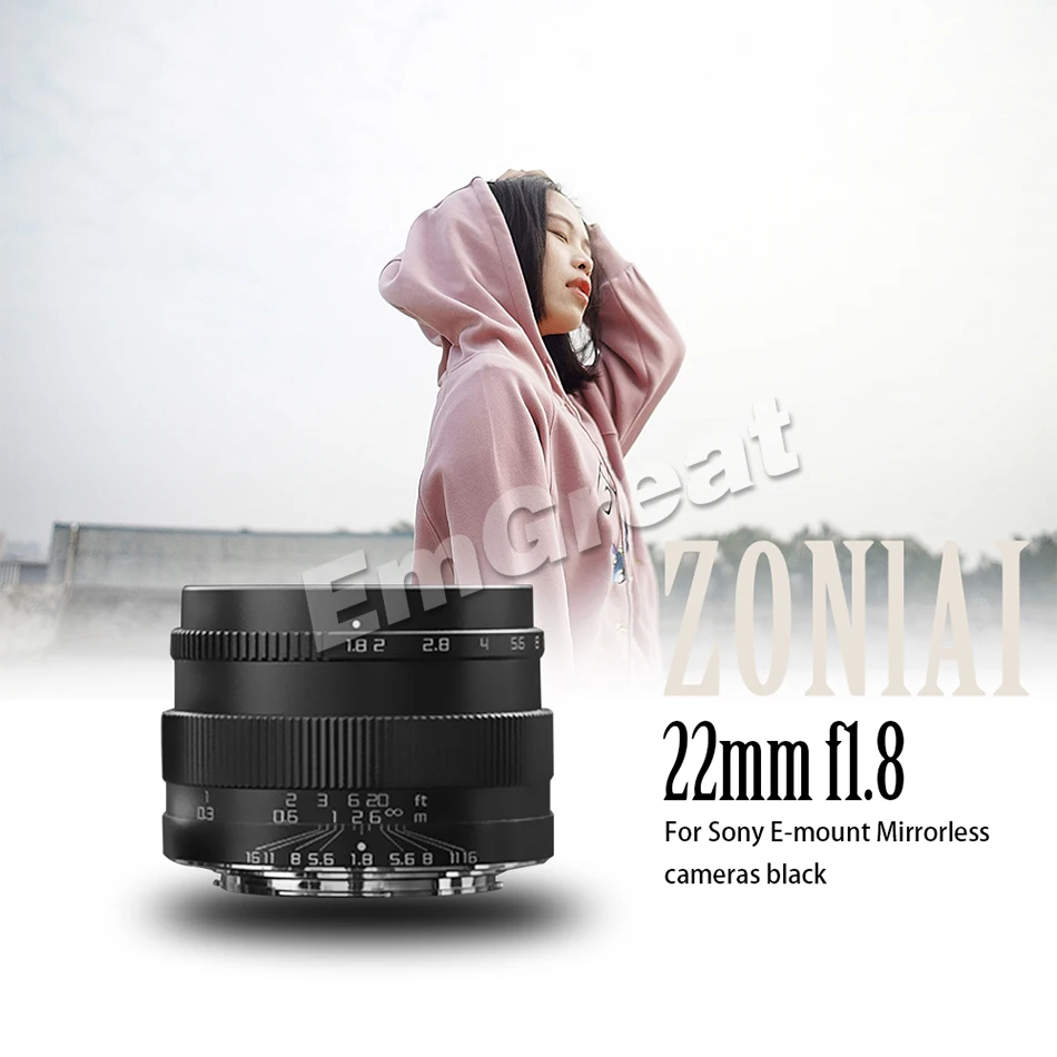 Zonlai 22 мм F1.8 ручной объектив с фиксированным фокусным расстоянием для sony E-mount DSLR камер для цифровой фотокамеры Fuji адаптер объектива для камер Micro 4/3 a6300 a6500 X-A1 X-A2 X-M1 G1 G2 G3 беззеркальных Камера