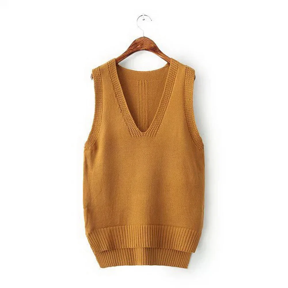 Осень зима v образным вырезом без рукавов свитер жилет пальто Для женщин