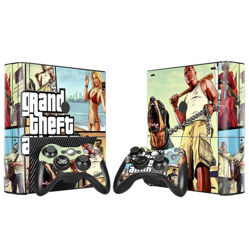 Наклейка на кожу для консоли Xbox 360 E и контроллеров Grand Theft Auto V GTA 5 Виниловая