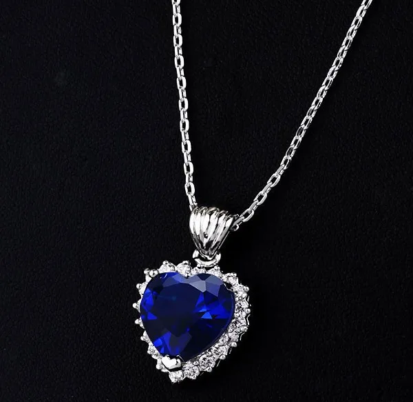 silver color and Blue Austrian Crystal The Heart Of Ocean Pendant Necklace Titanic For Women Jewelry | Украшения и аксессуары