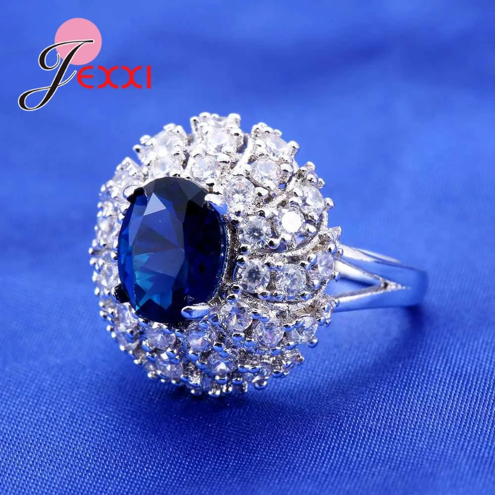 

New Arrival Fashion Oval White Crystal Wedding Valentine's Day Rings For Lover 925 Sterling Silver CZ Zircon Anillos