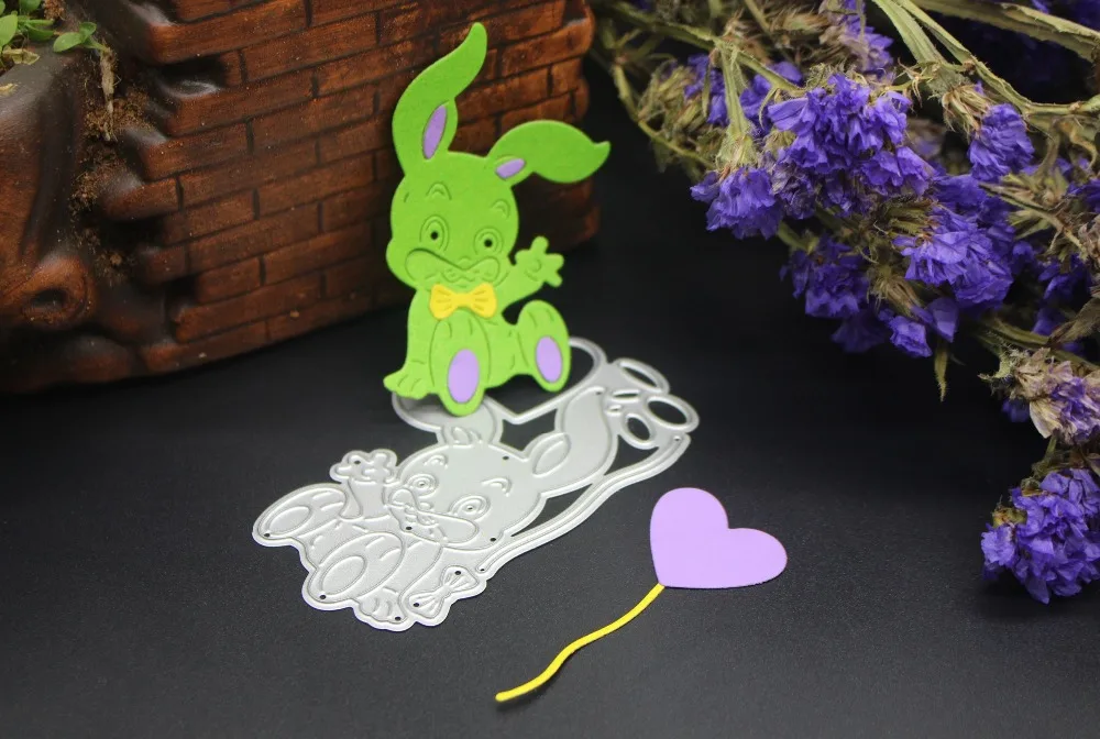 Милые сердцу кролик металлический Штанцевые формы для Скрапбукинг Трафареты DIY