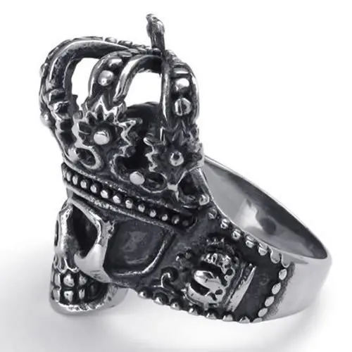 Винтаж Нержавеющая сталь Король Череп Корона Байкер Для мужчин кольцо