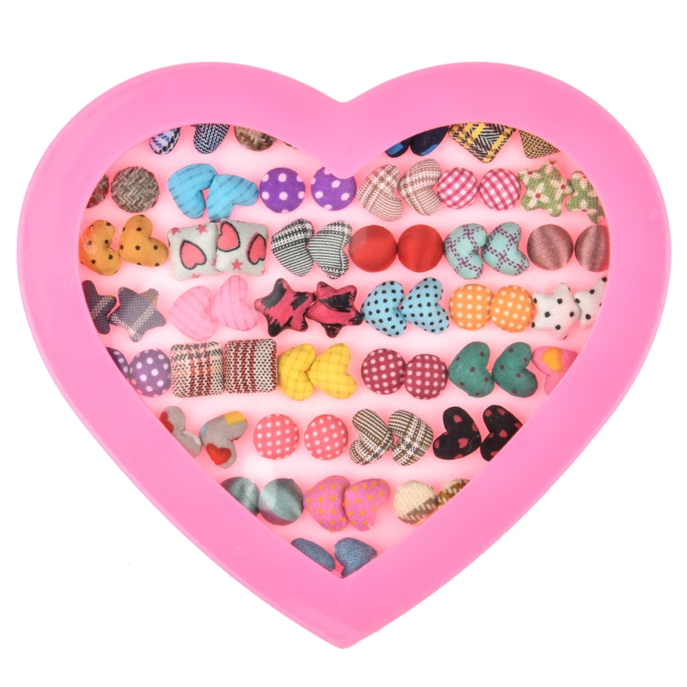 36 пар/лот красочные круглые сердца хлопок маленькая серьга Комплект сережек для