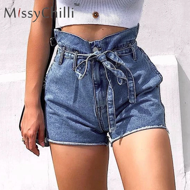 Женские джинсовые шорты MissyChilli повседневные с карманами и высокой талией летние