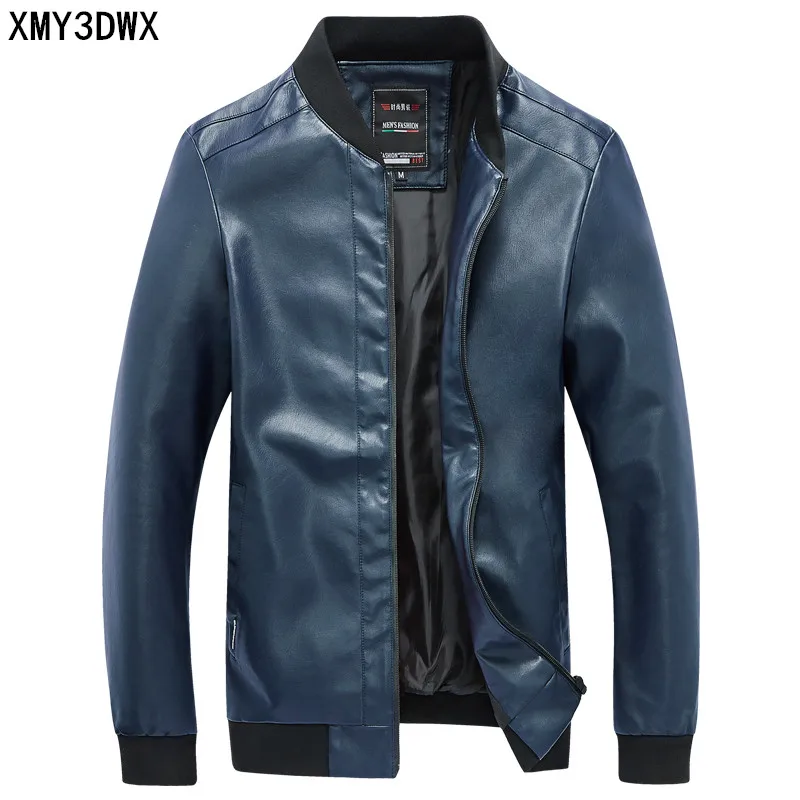 2019 Весна для мужчин Slim Fit кожаная куртка однотонная подростковая мода Бейсбол