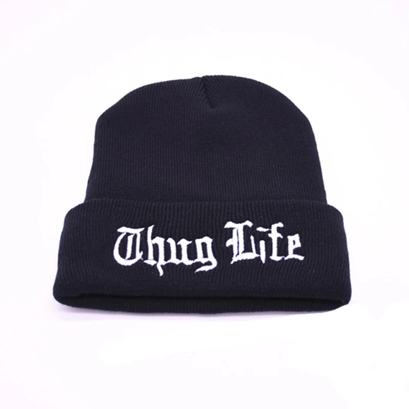 THUG LIFE черная шапочка с буквенным принтом унисекс модные хип-хоп мужские шапки вязаные шапки для женщин Skullies Gorros Bonnets