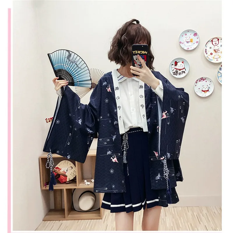 OCEANLOVE Harajuku Kimonos принт японский стиль 2020 весенние женские Топы Кардиган Косплей