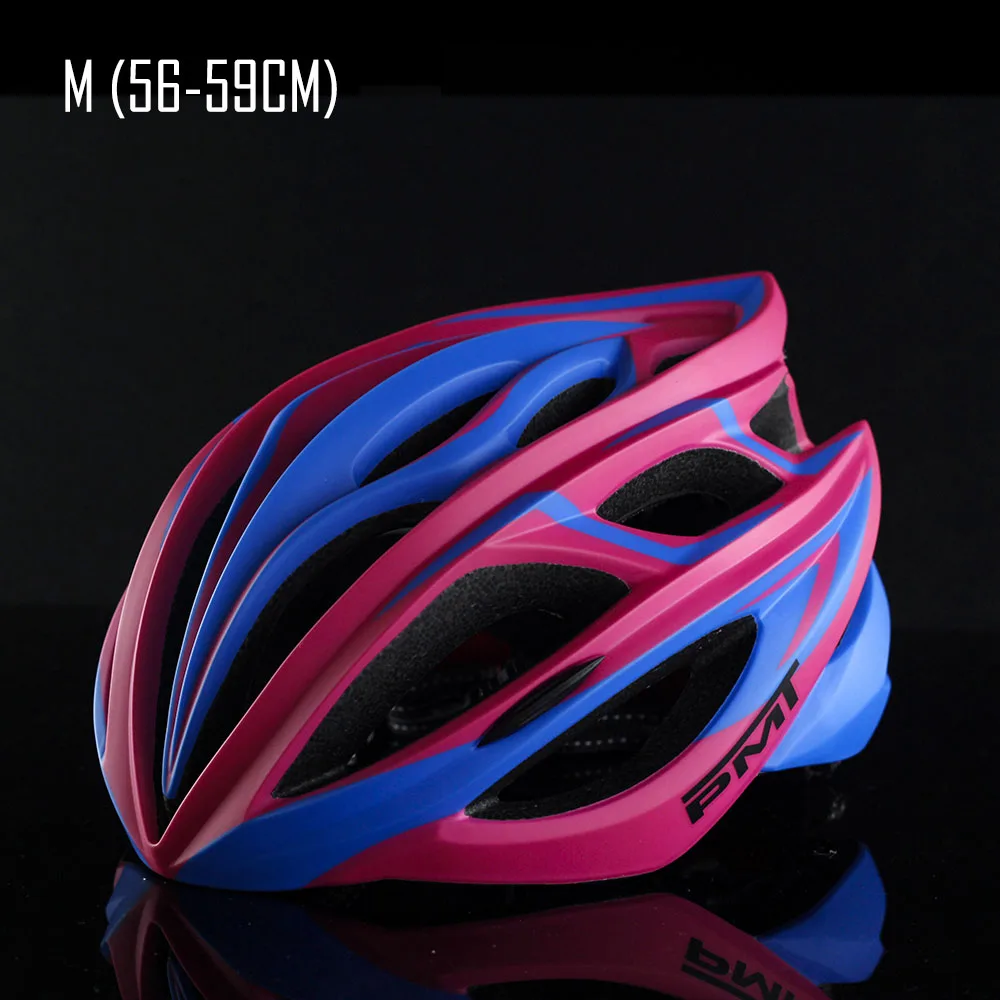 M PINK and BLUE PMT сверхлегкий MTB внедорожный велосипед Велоспорт безопасность шлем горный велосипед гоночный EPS интегрально-Формованный BMX спортивный супер шлем - Цвет: M PINK and BLUE