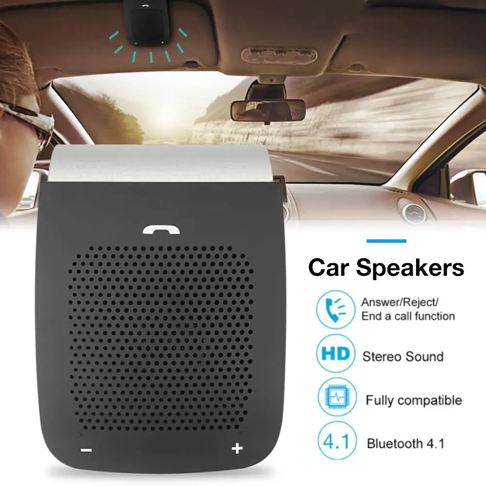 Wireless Bluetooth Speaker Handsfree Sunproof Speaker Car Kit with Microphone with Clip for Car Safe Driving Talking Mobile Phon