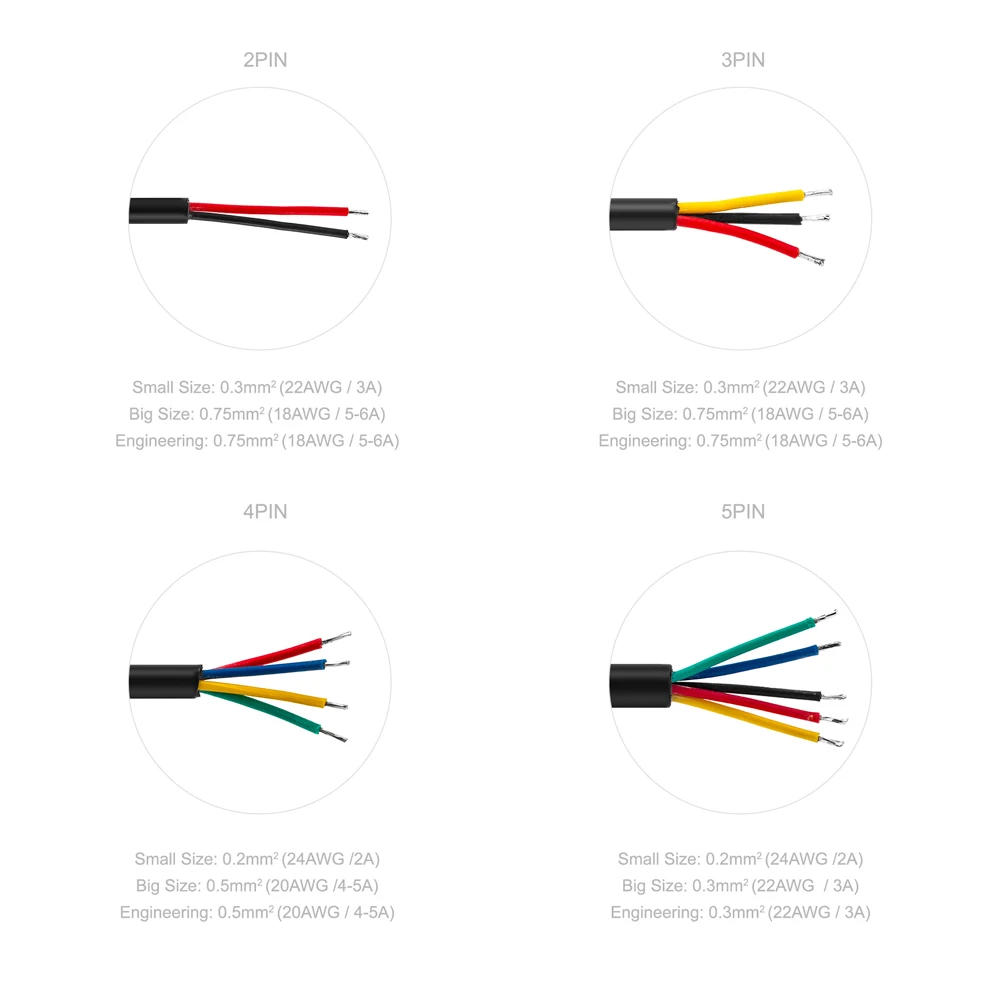5 пар 2pin/3pin/4pin/5pin/DC водонепроницаемый разъем мужской и женский 0,3 мм-0,75 мм черный/белый цвет водонепроницаемый для IP65/IP67 ленты
