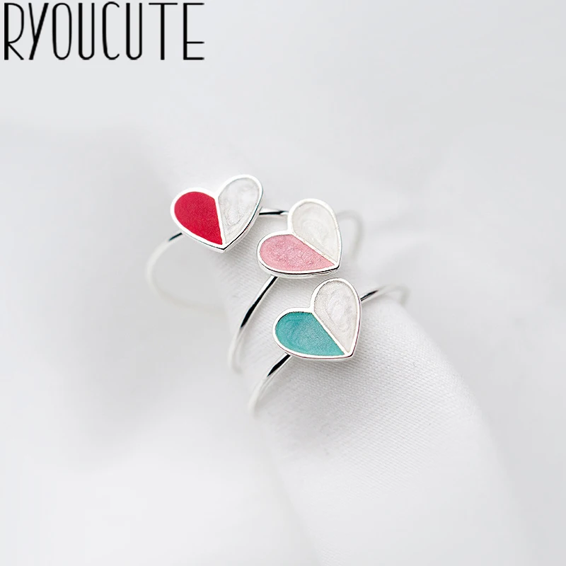 RYOUCUTE 100% Настоящее серебро цвет ювелирные изделия Модные большие цветные кольца с