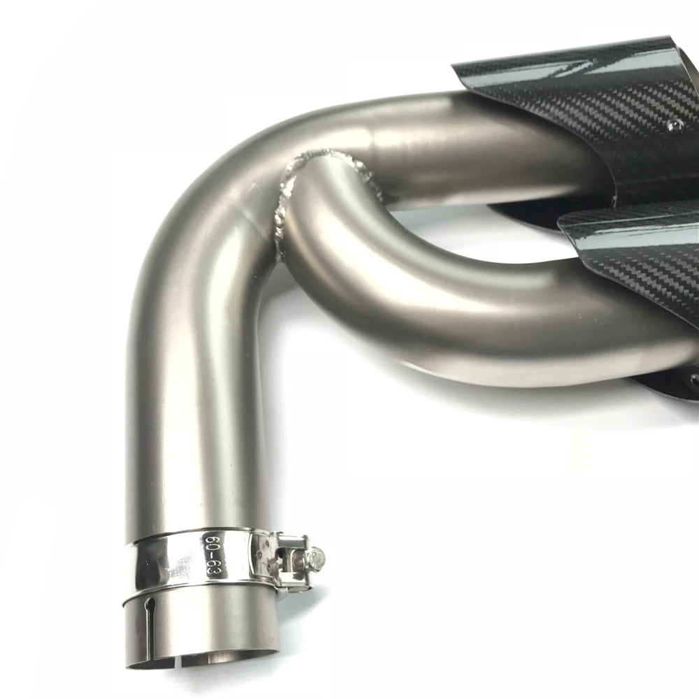 Dual tips Glossy Carbon fiber Tail Exhaust Tips Muffler Pipe For Porsche New Cayenne GTS Stainless Steel mufflers | Автомобили и