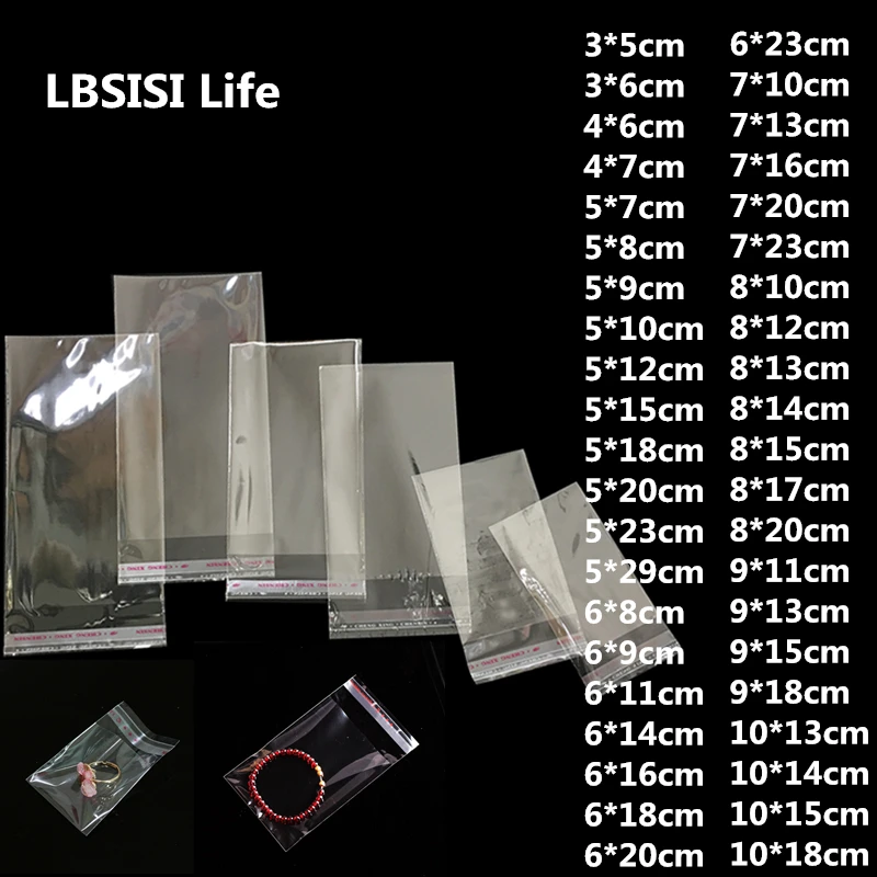 LBSISI Life, 200 шт, маленький размер, прозрачные самоклеющиеся пакеты, Пластиковый Opp мешок для конфет, печенья, ювелирных изделий, упаковка, герметичный упаковочный мешок