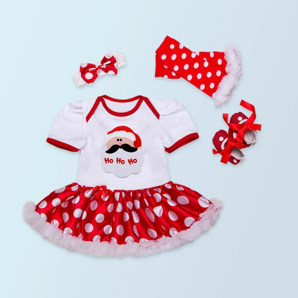 Комплекты из 4 предметов одежда для маленьких девочек белое платье в горошек с