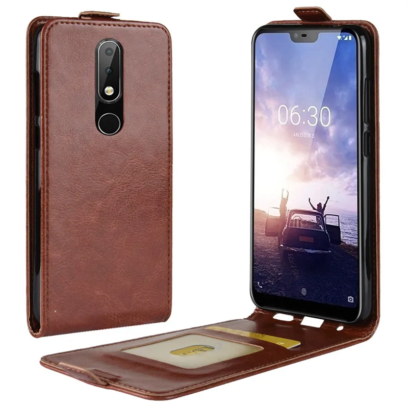 Чехол из искусственной кожи для Nokia 5 1 Plus чехол с откидной крышкой и слотом карт