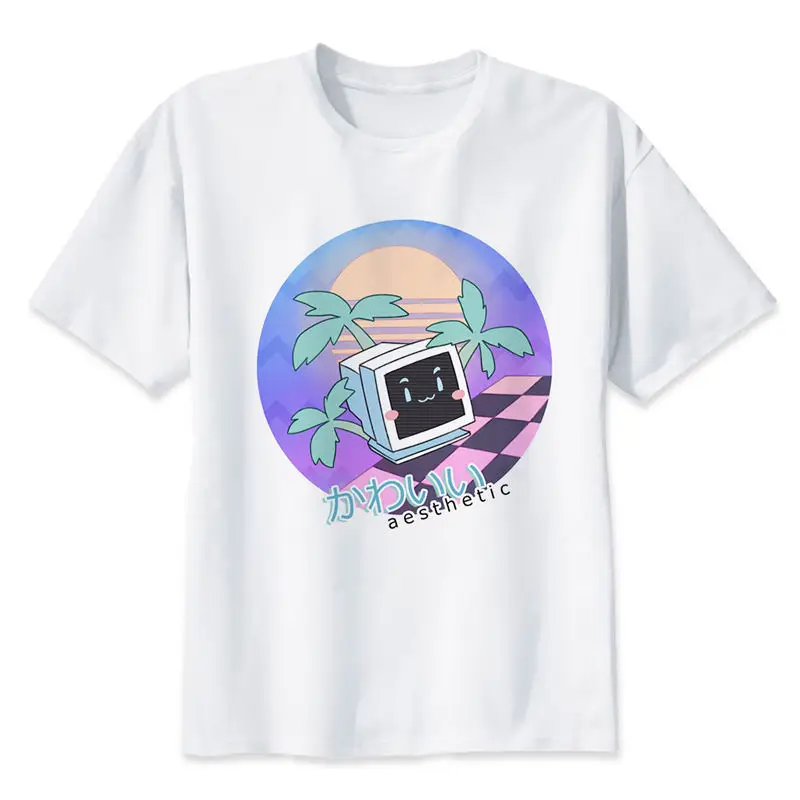 Vaporwave 3D геометрическая Футболка мужская летняя модная повседневная японская