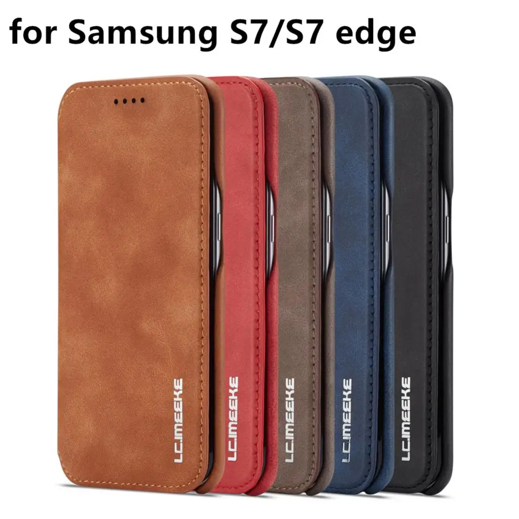 Роскошный Магнитный чехол книжка LC.imeeke для Samsung Galaxy S7 и edge деловая кобура кожаный