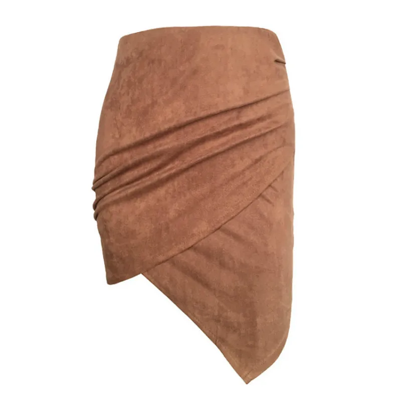 Забавная оранжевая замшевая облегающая плиссированная юбка карандаш Женская