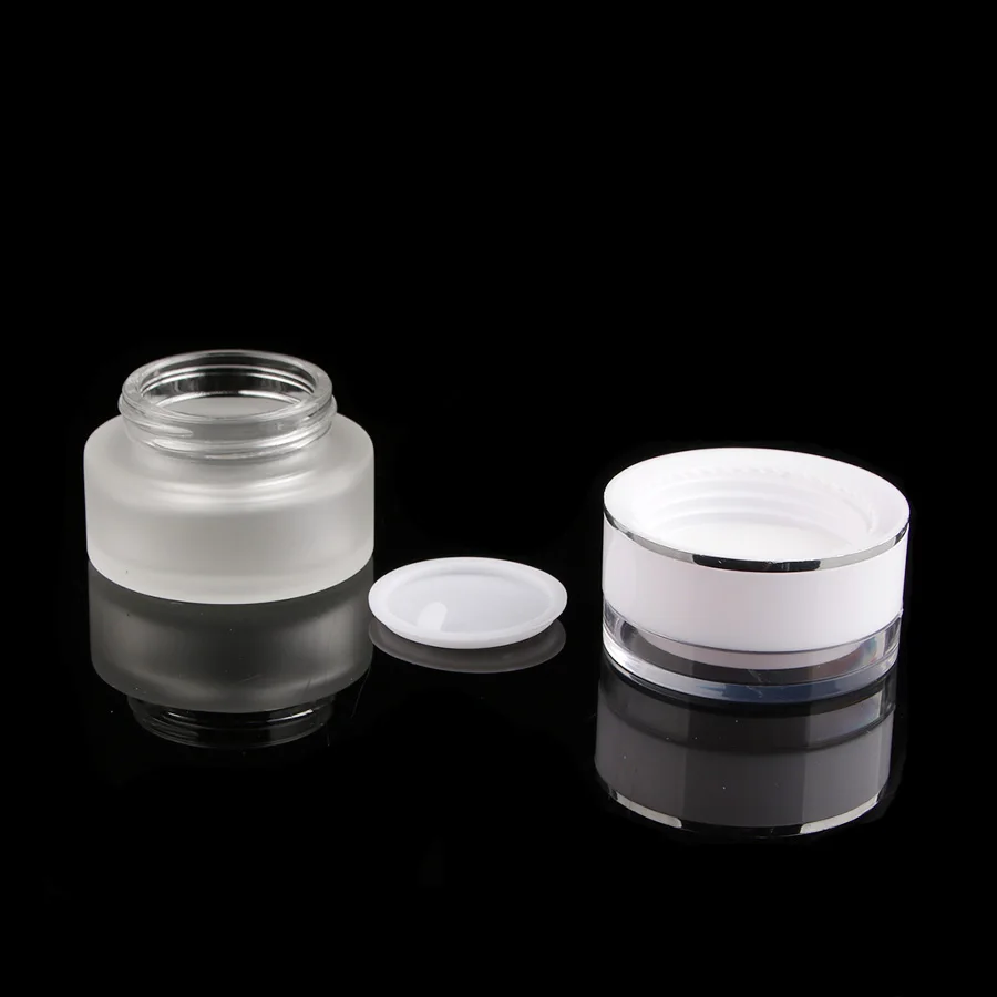 50 г 1 67 унций матовое прозрачное Стекло косметическая банка для крема с белой