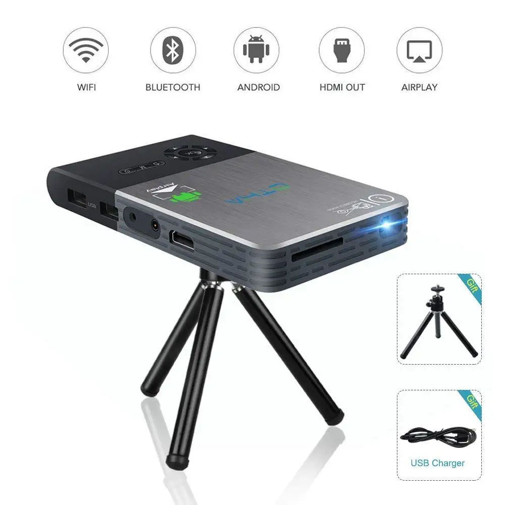 OTHA Android DLP светодиодный мини-проектор Встроенный 5000 мАч Батарея Wi-Fi Беспроводной