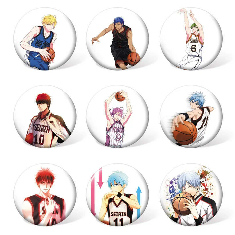 

(9pcs/set ) Colorful Anime Kuroko no Basket Badge Sunspot Basketball Kuroko Tetsuya Costume Brooch for Backpack Accessories