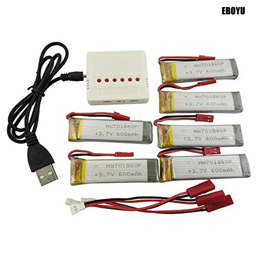 6 шт. * 3 7 В 600 мАч Lipo батарея + 1 до зарядное устройство для UDI U817 U818A WLtoys V959 V222 V929 Syma S032
