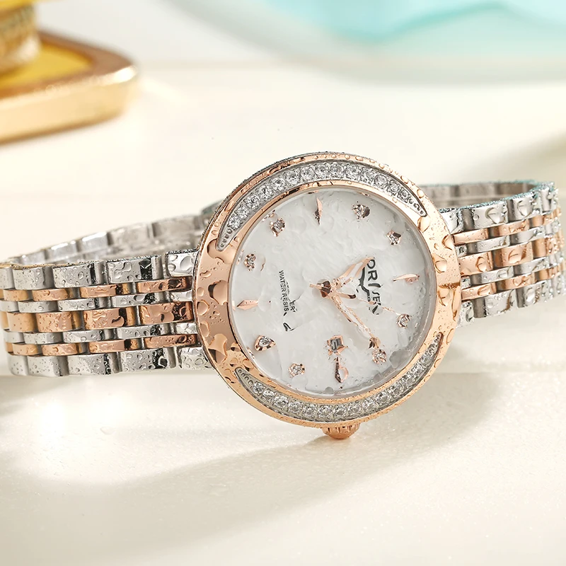 Ladies Watch Stainless Steel Quartz Watches relojes para mujer Rhinestone Wrist For Women Mother of Pearl | Наручные часы