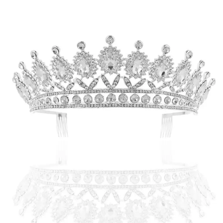 Silver White Барочная корона KMVEXO, гребень-корона со стразами - Окраска металла: Silver White