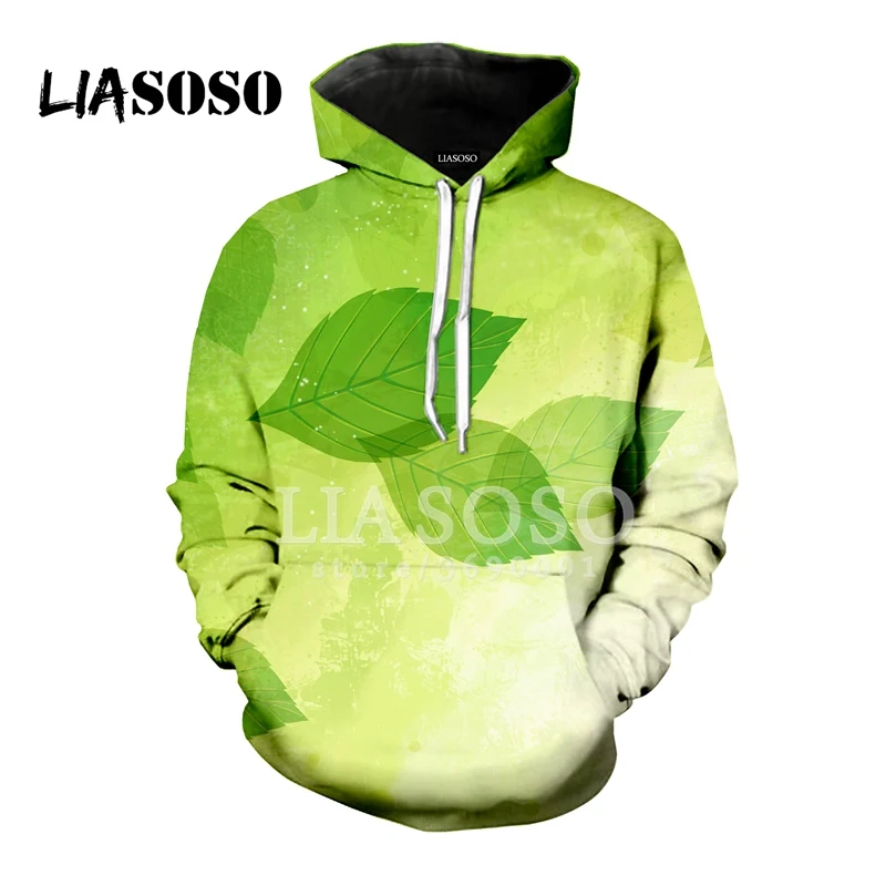 1 LIASOSO, красочные зеленые листья конопли, кленовый лист, 3D принт, для женщин и мужчин, толстовки с капюшоном, свитера, пуловеры, Харадзюку, хип-хоп, X0659 - Цвет: 1
