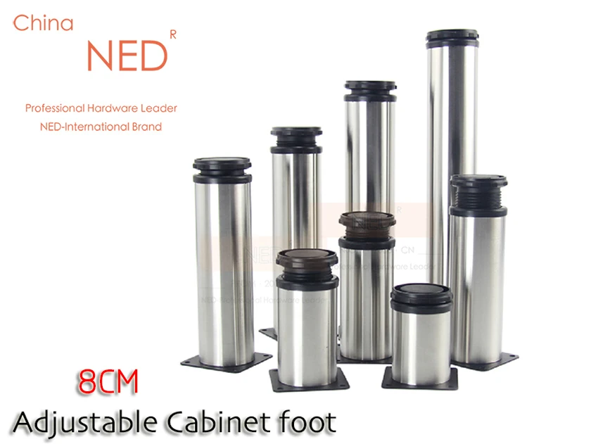 4 ШТ. 8 СМ Высота Бренд НЕД Ножки Мебели Регулируемый Стол Из Нержавеющей Стали