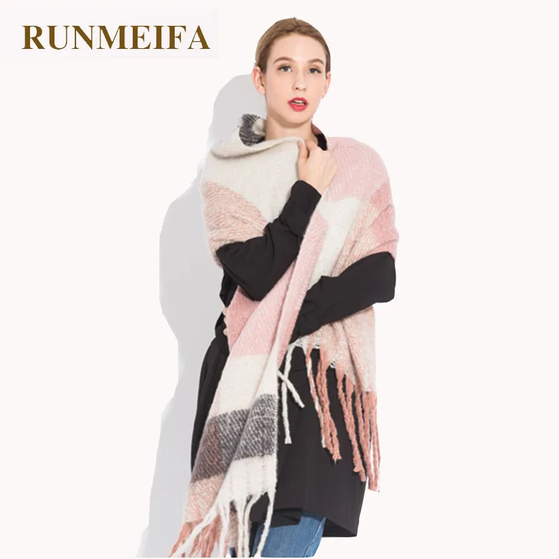 RUNMEIFA клетчатый дизайн женский зимний шарф Элегантный Пашмины палантин