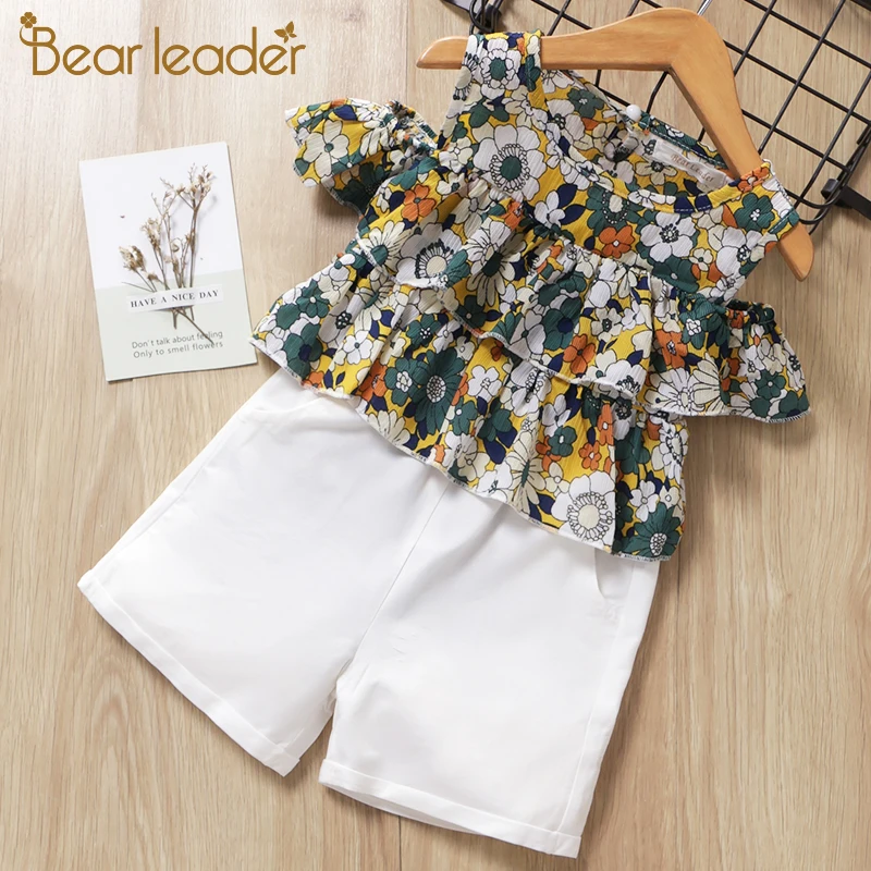 Bear leader/комплекты одежды для девочек коллекция года, летняя Модная стильная детская одежда футболка с вышивкой и шорты комплект из 2 предметов для детей возрастом от 3 до 7 лет