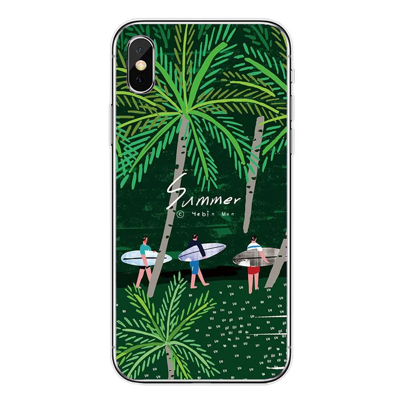 Крутой мягкий прозрачный ТПУ чехол для телефона серфинга и на закате iPhone 11Pro 8 8Plus 7