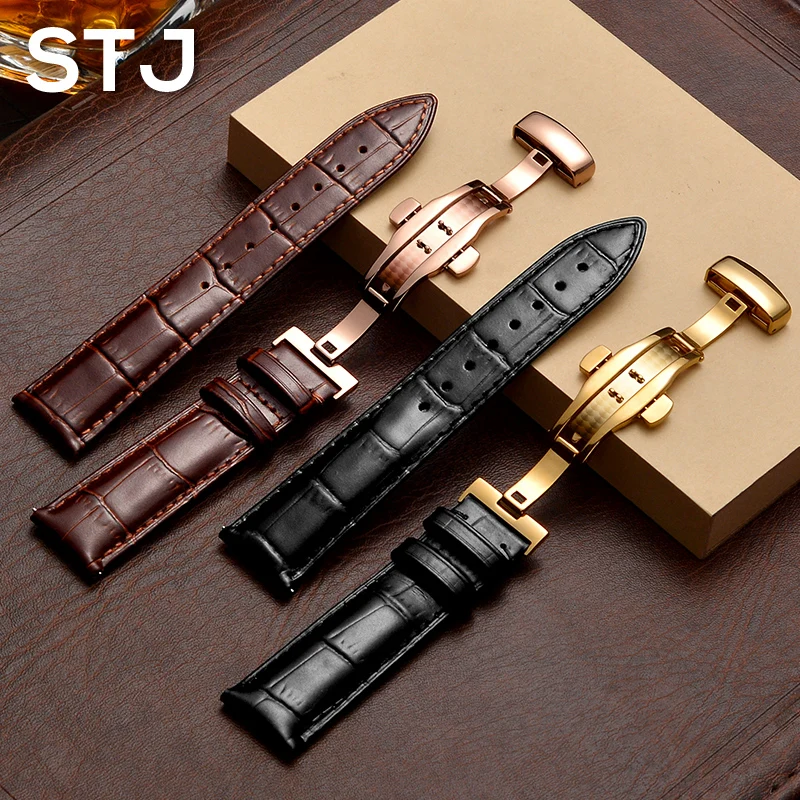 Ремешок STJ для часов из телячьей кожи брендовый браслет Tissot Seiko с застежкой