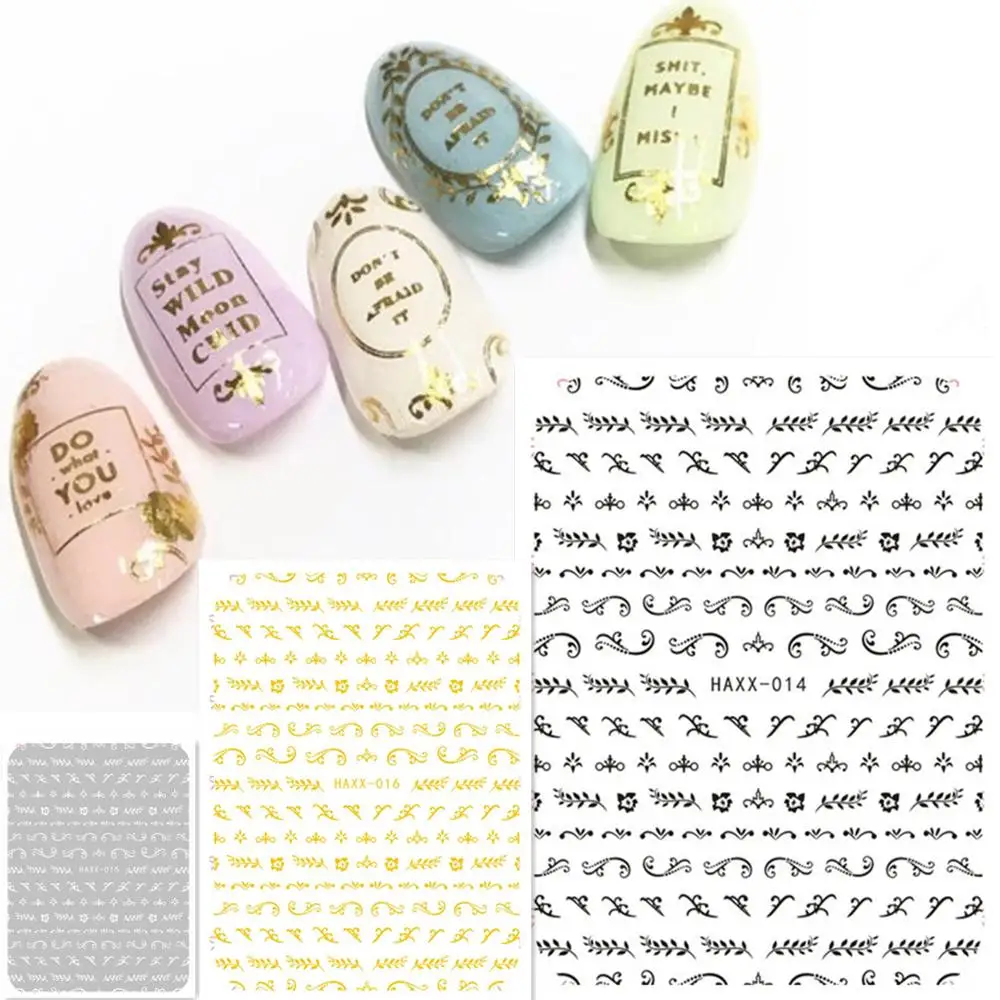 

Newest HAXX-014 015 Decorative pattern 3d nail sticker Japan style nail decals back glue DIY nail decoration manicure